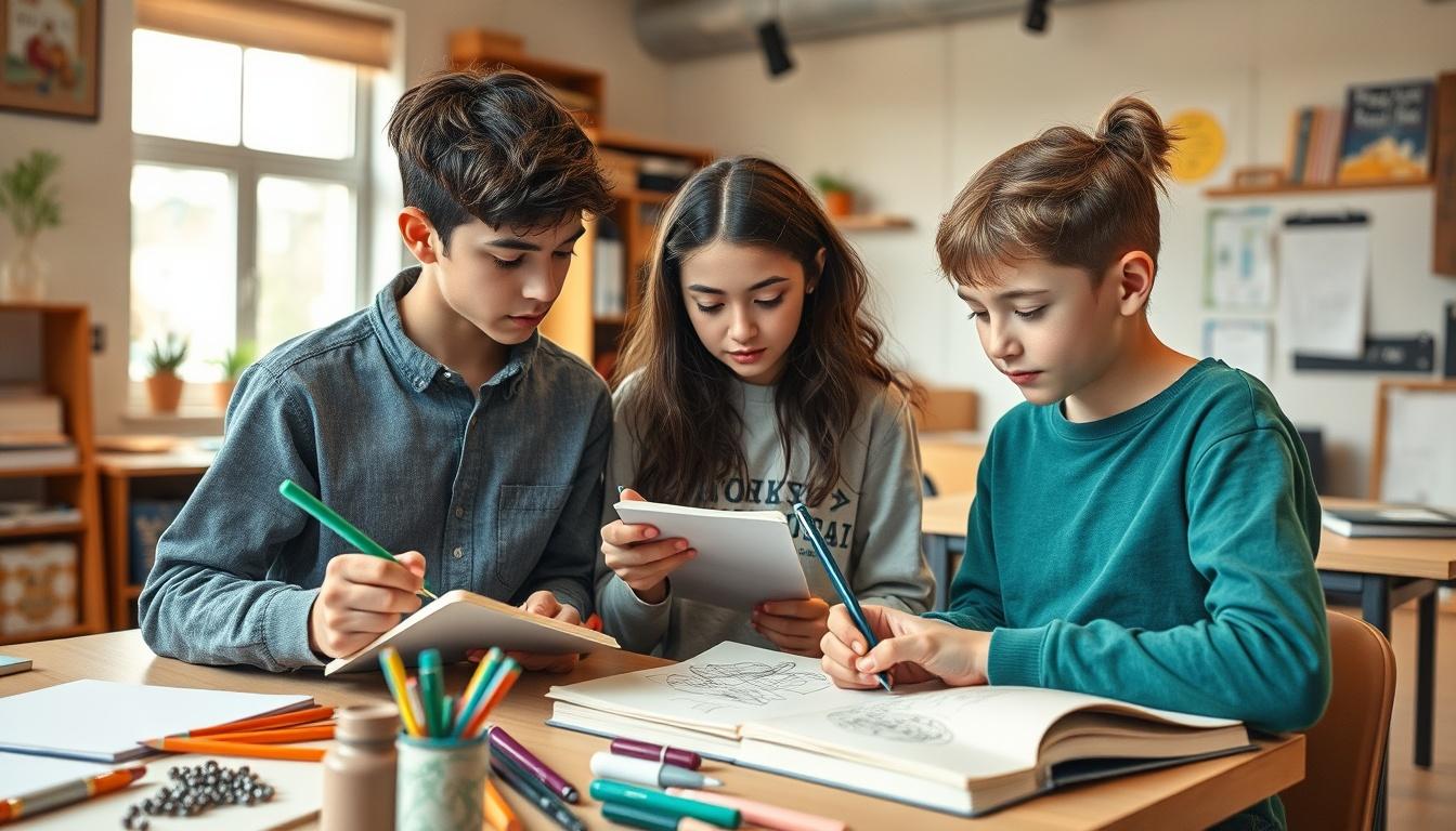 Student using a study guide to organize academic notes